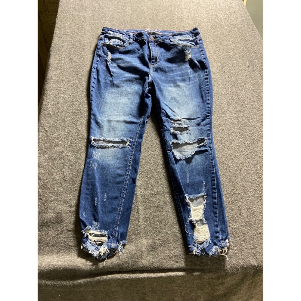 Cello Jeans Distressed Skinny Blue Ripped Frayed Hem Plus Size 18 WV74422DKP
